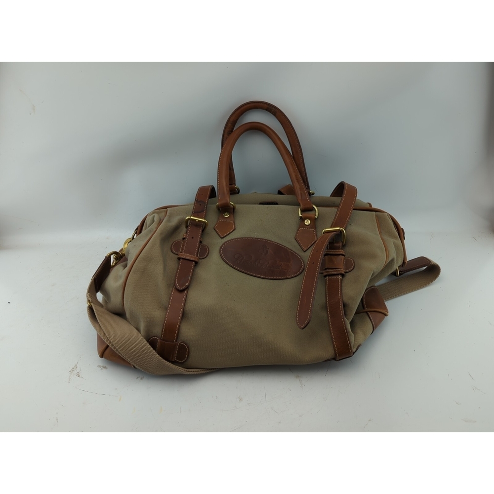 BROOKS BROTHERS Bag Canvas Leather Duffle Weekender Whiskey Brown - Picture 2 of 10